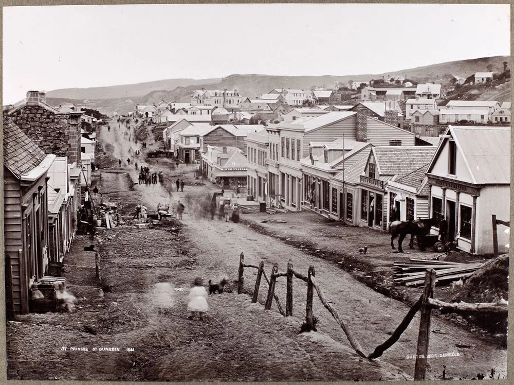 Princes Street, Dunedin, 1861. From the album: Early Dunedin, Meluish - Burton - Muir & Moodie