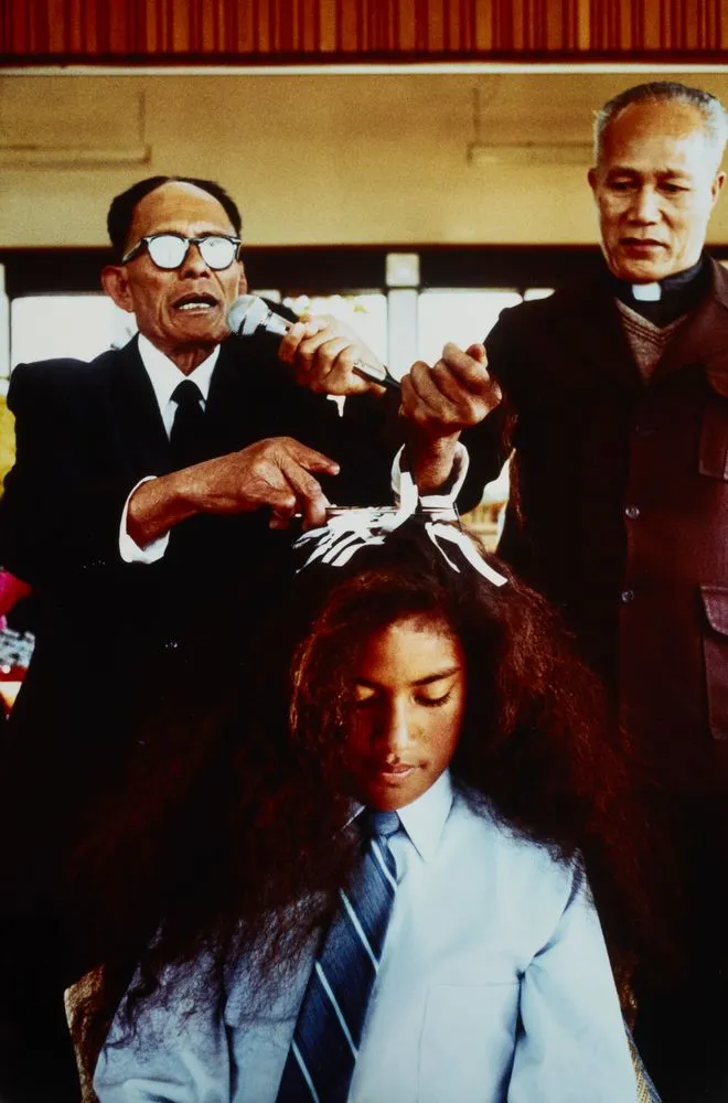 Pacific Islanders' Church, Mangere, Auckland. Hair Cutting Ceremony 1981. From the series: Polynesia Here and There