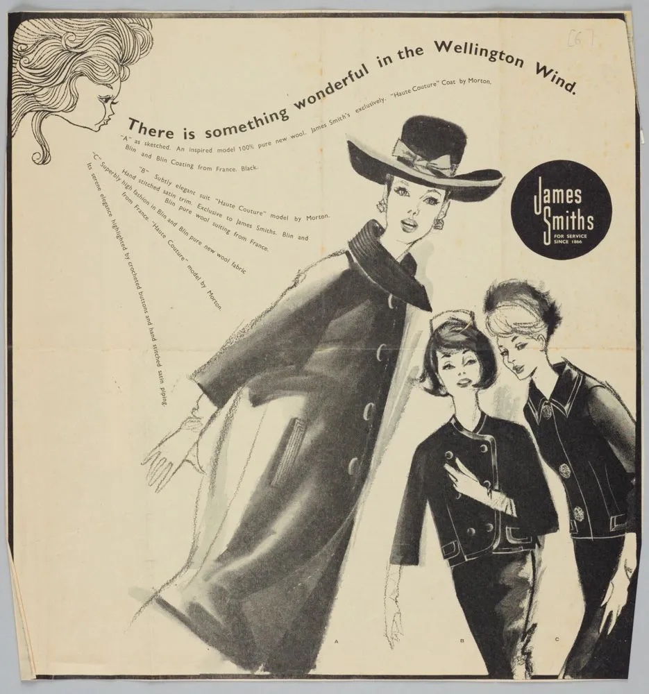 Newspaper advertisement, 'There is something wonderful in the Wellington Wind'