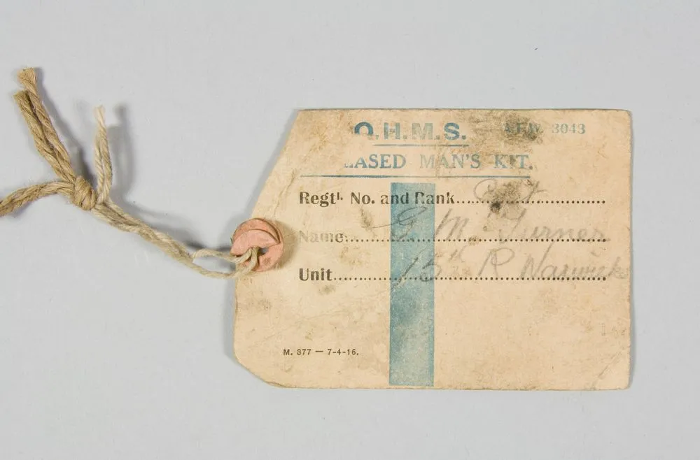 Label, 'Deceased Man's Kit'