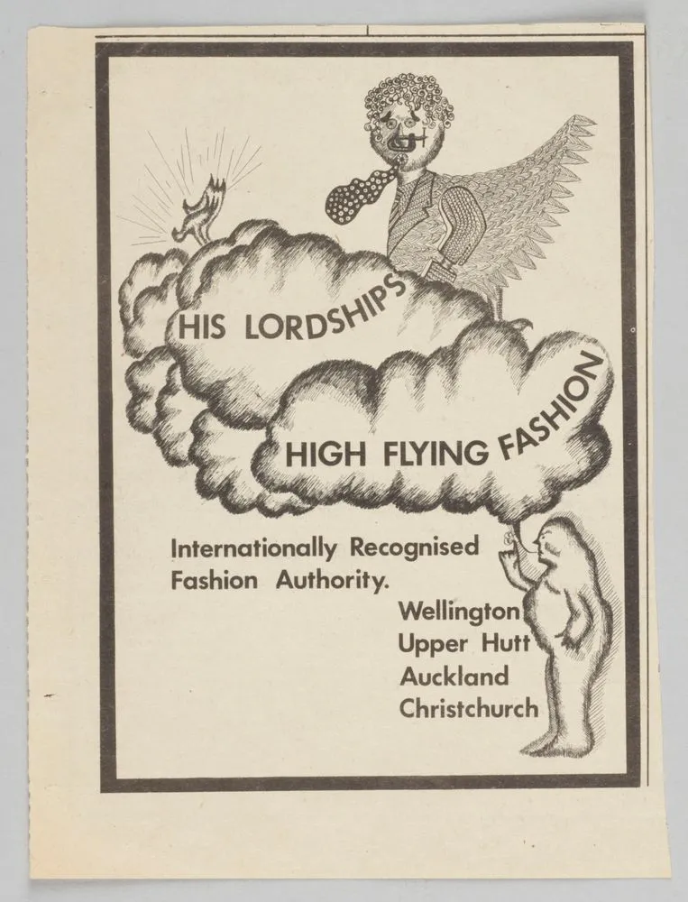 Newspaper advertisement, 'His Lordships High Flying Fashion'