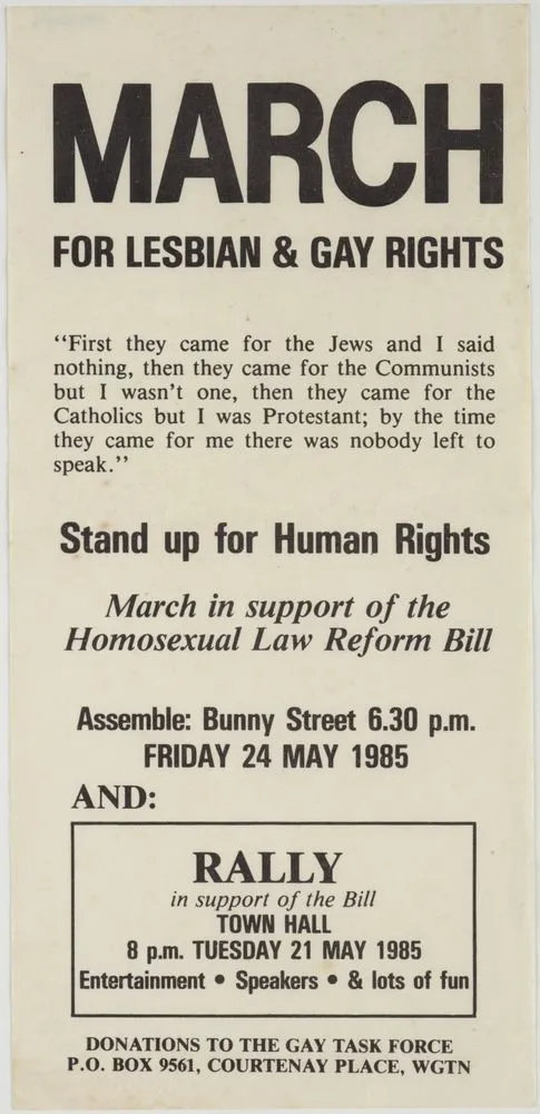 Leaflet, 'March for Lesbian & Gay Rights'