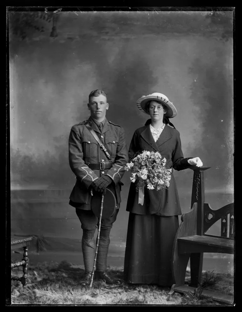 Wedding portrait of Edmund Colin Nigel Robinson and Mary Read