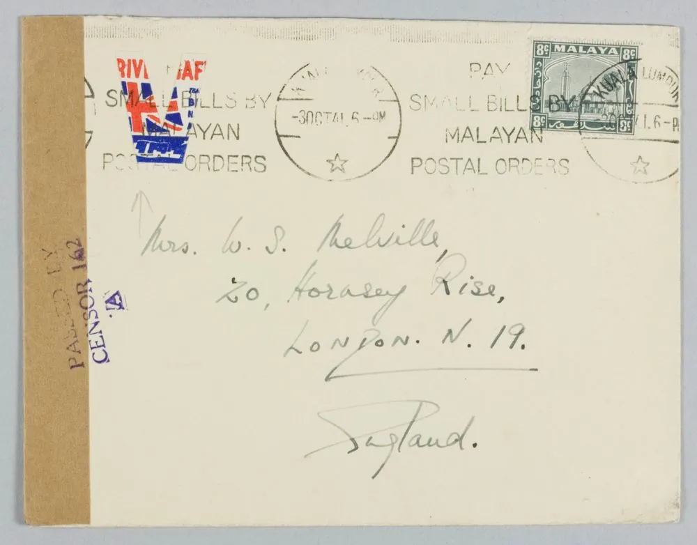 Envelope with British Empire propaganda label, WWII