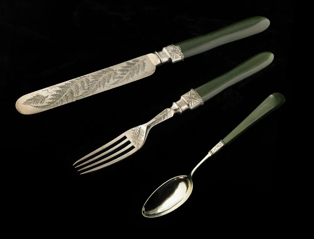 Cutlery Set [Knife, fork and spoon], in presentation box.