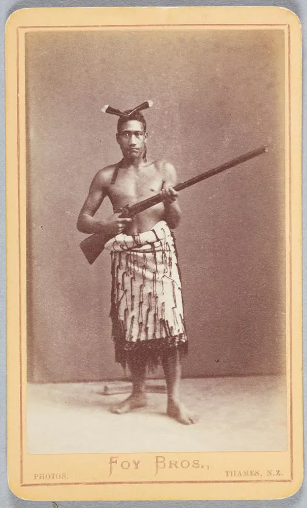 Maori man holding a musket