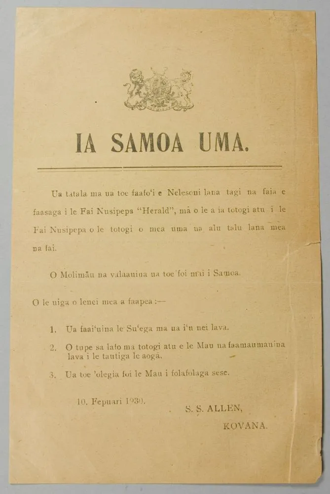 Leaflet, 'Ia Samoa Uma'