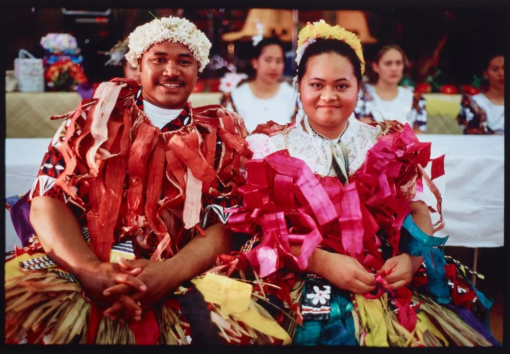 Tuvaluan and Tokelauan wedding, Nafamia Samoan Methodist Church, Auckland. Marriage of Makulu Siliga (bride) and Luka Tetau (groom)