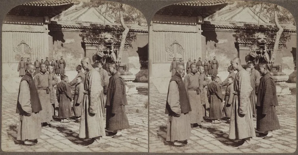 Lama Priests at the Tung-ho Kung, the Great Lama Temple, Peking (Beijing)