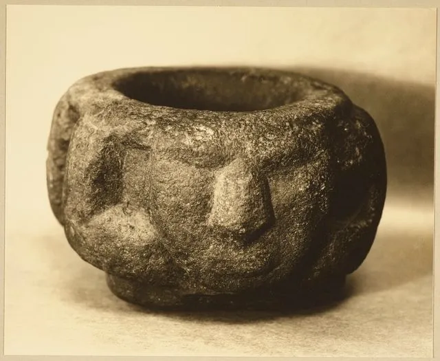 A carved stone bowl, Bay of Plenty