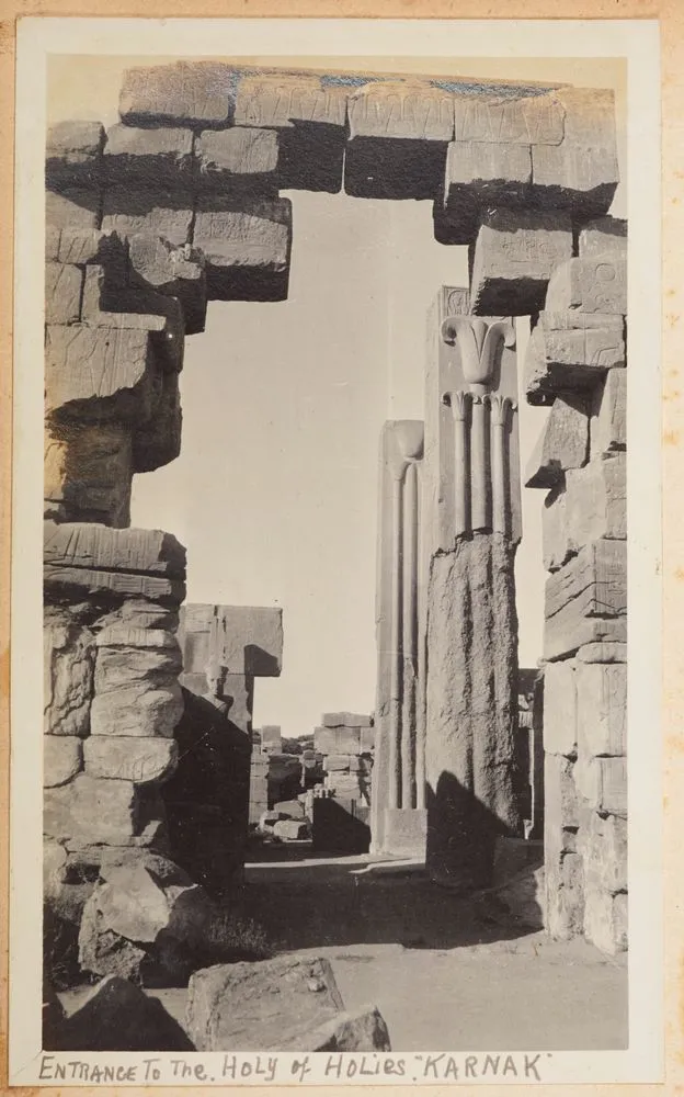 Entrance to the Holy of Holies, Karnak. From the album: Photograph album of Major J.M. Rose, 1st NZEF