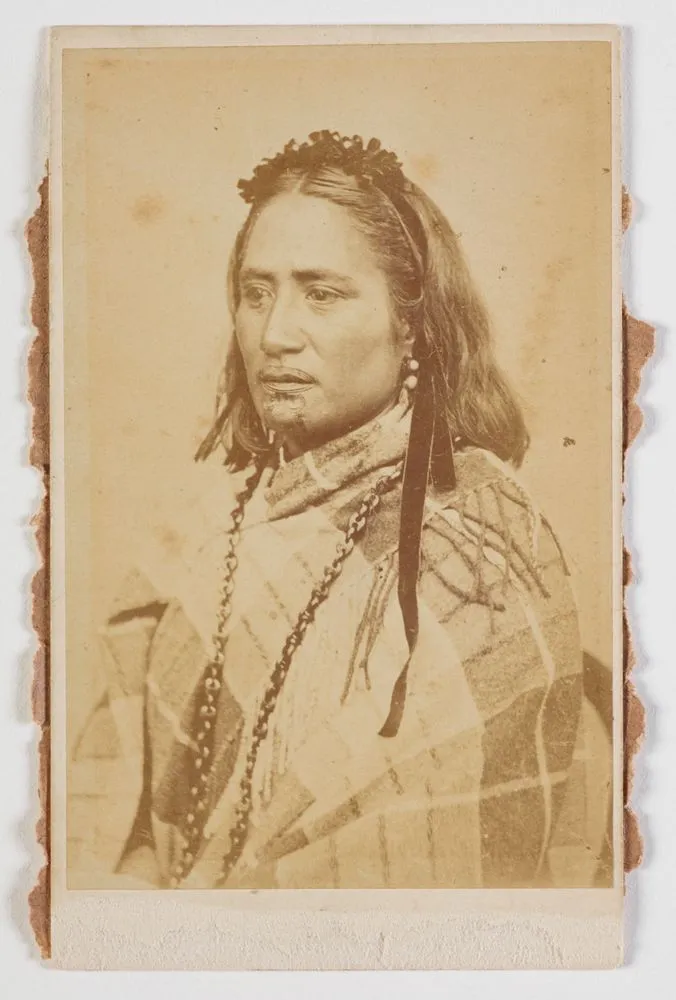 Portrait of a Maori woman wrapped in blanket