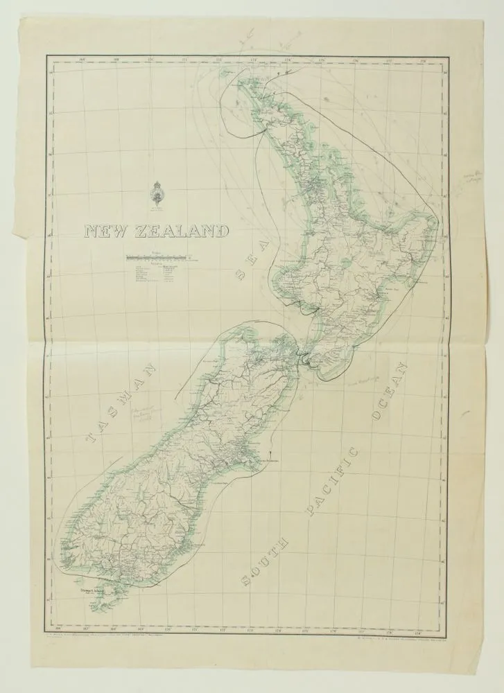 Map of New Zealand, annotated showing the ends of voyages from Rarotonga