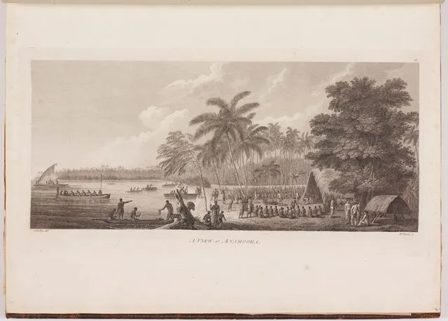A view of Anamooka. Plate 13. From the book: Folio of Plates to Captain Cook's Voyages