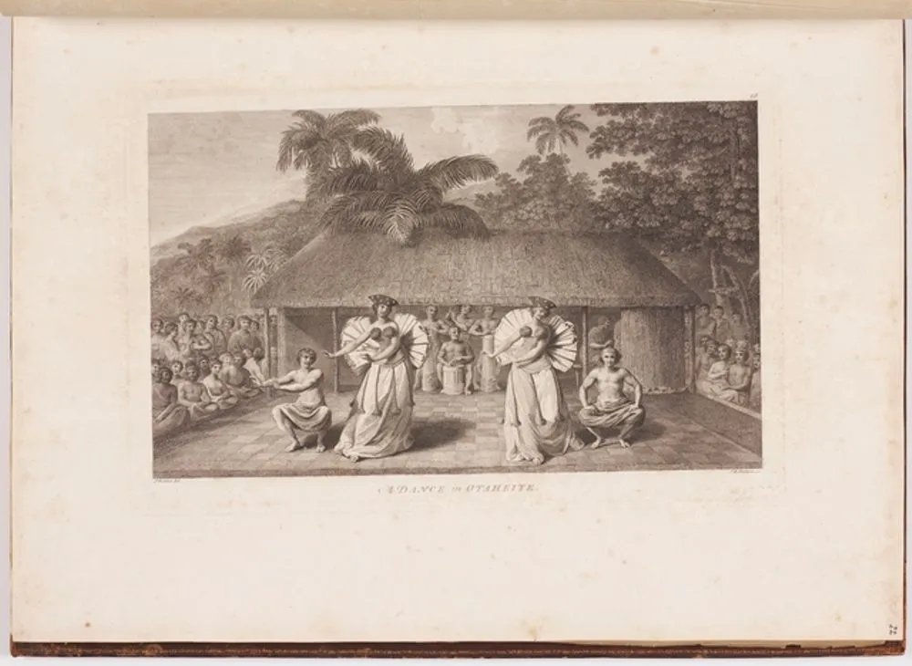 A dance in Otaheite. Plate 28. From the book: Folio of Plates to Captain Cook's Voyages