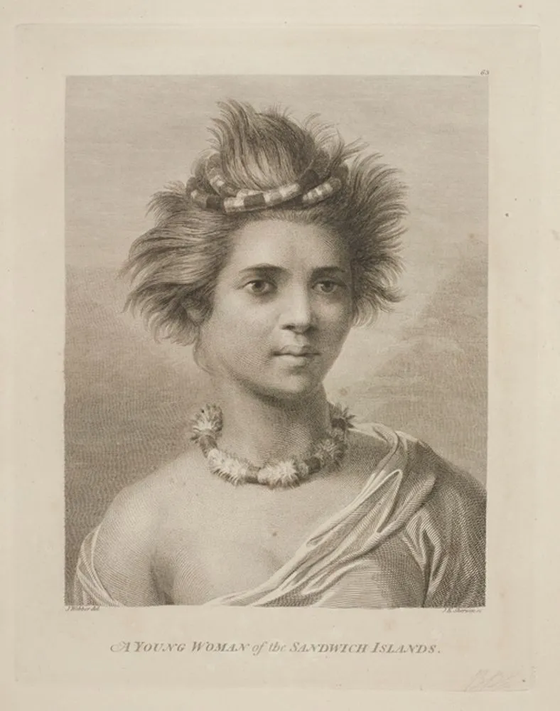 A Young Woman of the Sandwich Islands. Plate 63. From the book: Folio of Plates to Captain Cook's Voyages