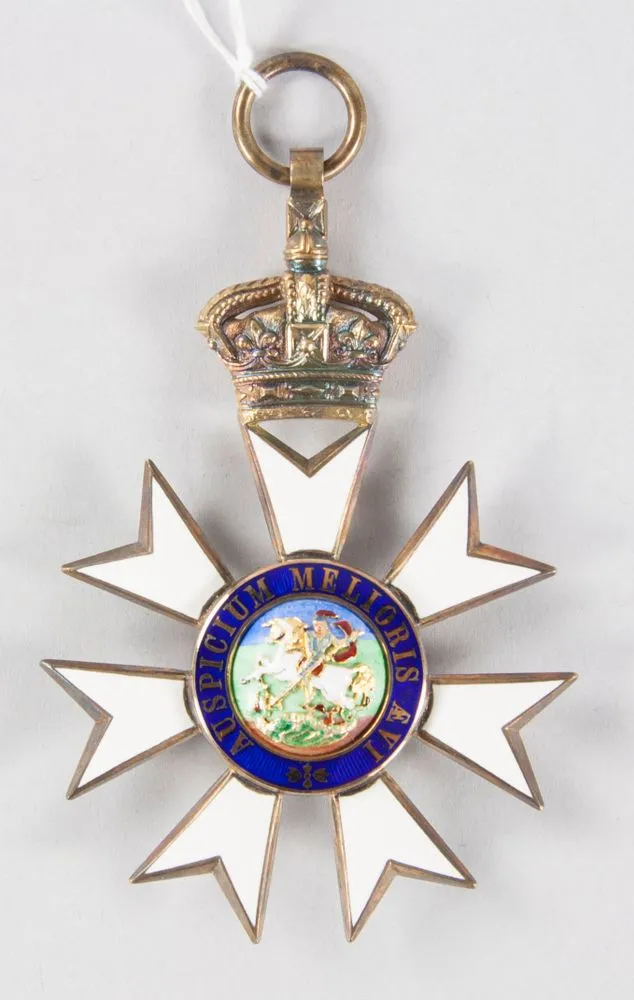 The Most Distinguished Order of St. Michael and St. George. Knight Grand Cross (GCMG) Sash Badge, in silver-gilt and enamel, with Sash.