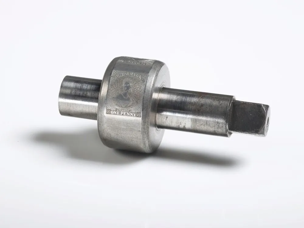 Transfer roller die for one penny, two penny and one shilling Full-face Queen (Chalon Head) postage stamps