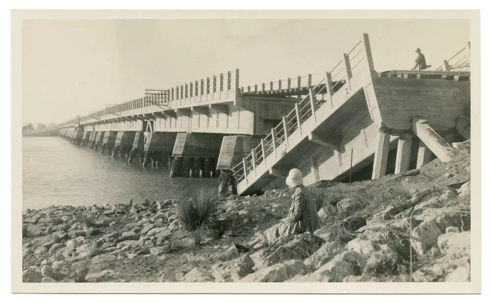 1918 road and rail bridge over the Ahuriri Estuary, Westshore, Napier