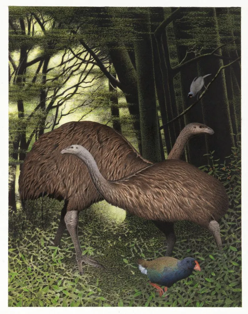 South Island Giant Moa. Dinornis robustus. From the series: Extinct birds of New Zealand.