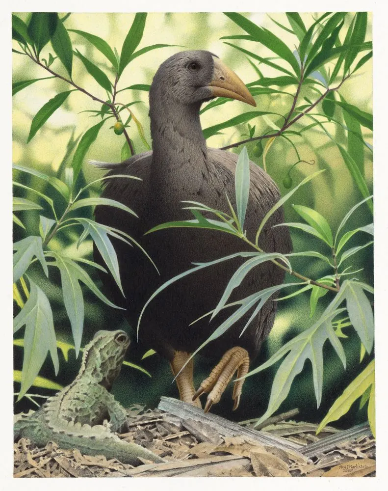 North Island Adzebill. Aptornis otidiformis. From the series: Extinct Birds of New Zealand.