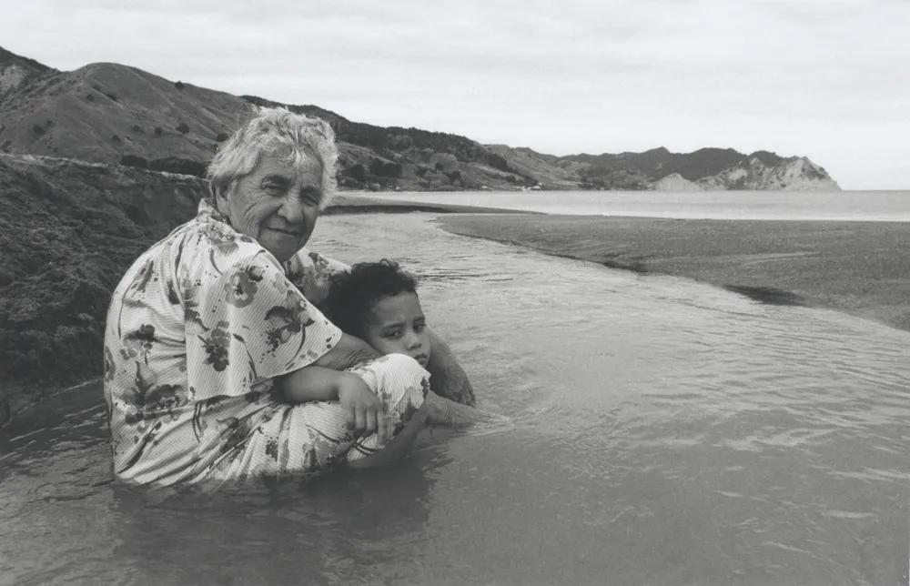 Iranui Haig and mokopuna, Tokomaru Bay