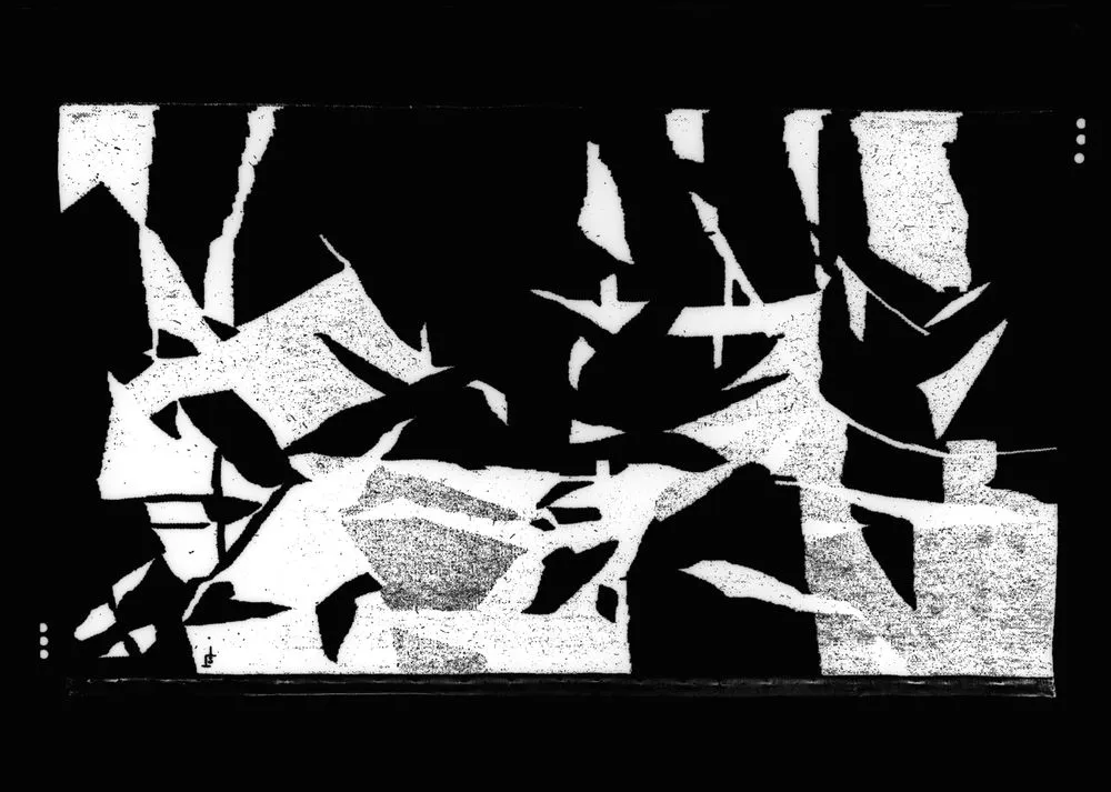 Louise Henderson, "Bamboo" tapestry, colour separation negative - blue printer Pos. [positive]