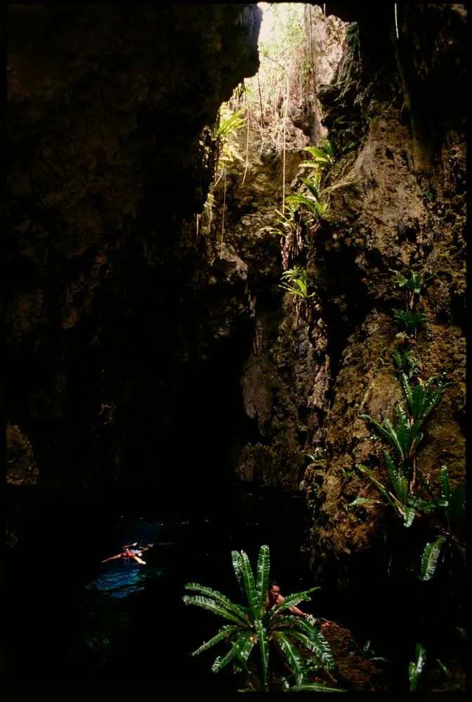 Cavern in tropical rainforest, Niue