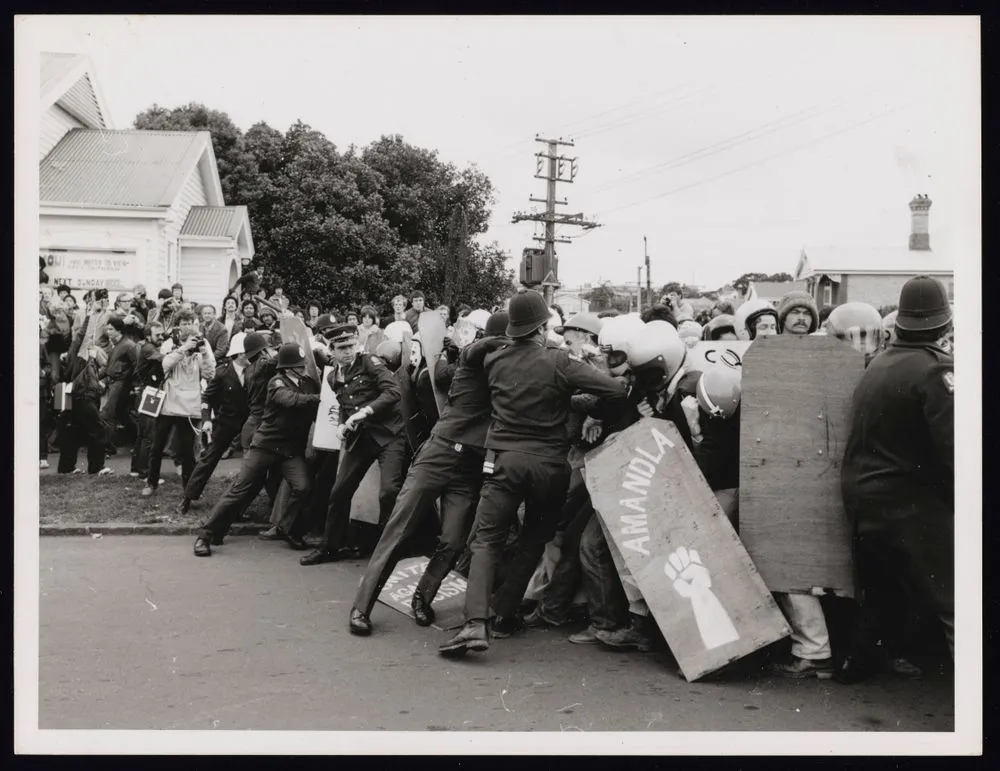 Clash between protesters and police during Springbok Tour protest