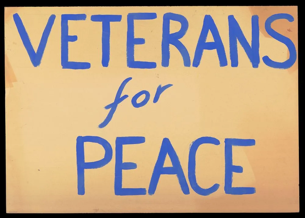 Placard, 'Telegram' and 'Veterans for Peace'