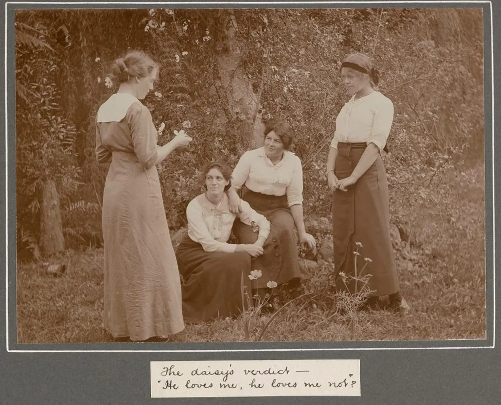 The Easter at 'Cheslyn Rise' April 10-19, 1914: The daisy's verdict- "He loves me, he loves me not?". From the album: Family photographs [1914-1917]