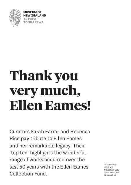 Thank you very much, Ellen Eames!