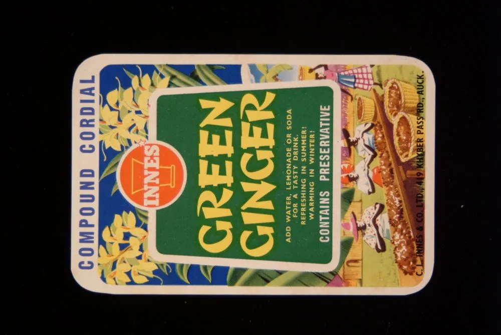 Food Label Sample - "Innes Compound Cordial Green Ginger"