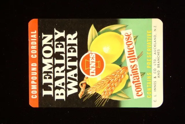 Food Label Sample - "Innes Compound Cordial Lemon Barley Water"