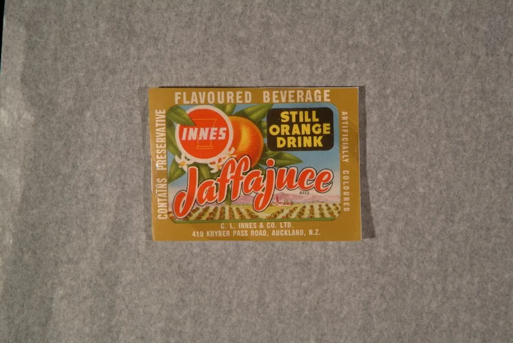 Food Label Sample - "Innes Jaffajuice Still Orange Drink"