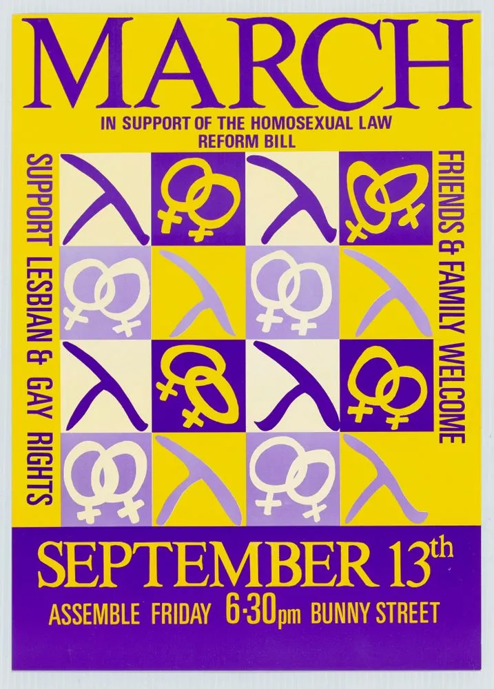 'March in Support of the Homosexual Law Reform Bill' poster
