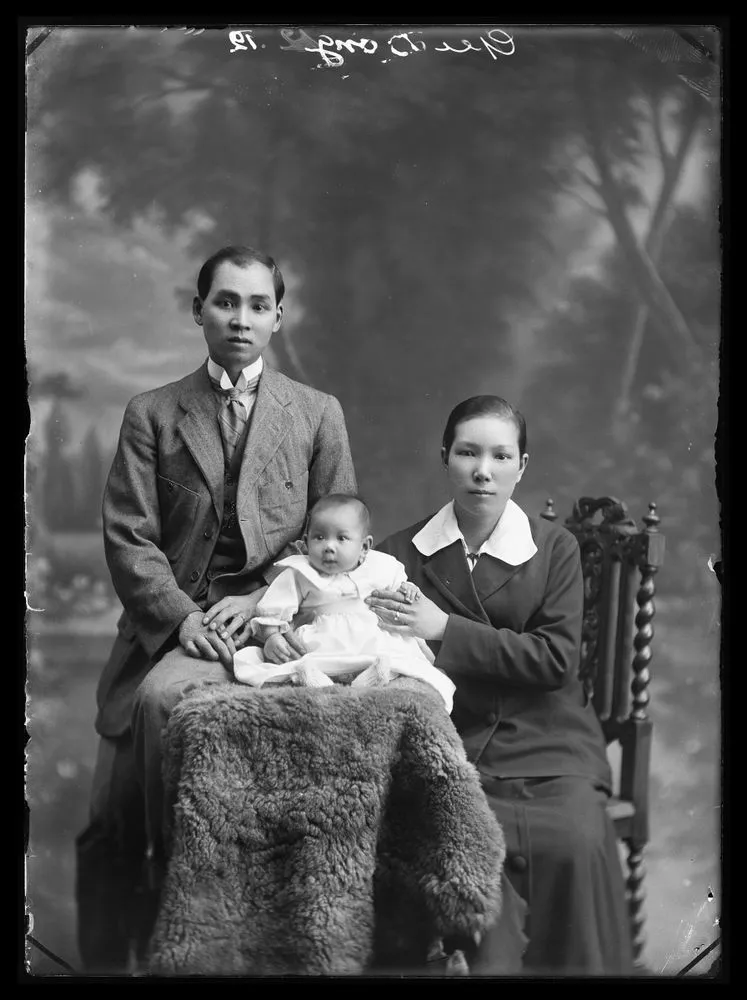 Gee Ching Dong (Herbert Gee-Dong), Wong Yuk Lan (Lily Gee-Dong) and baby Norman Gee-Dong