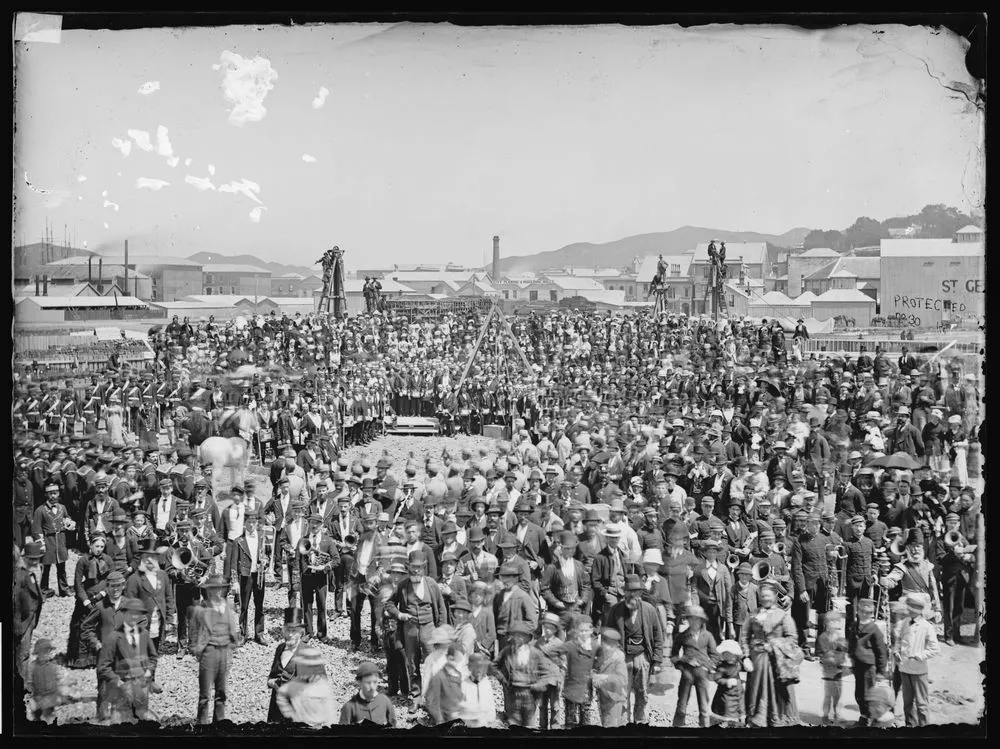 Supreme Court [Whitmore St, Wellington. Laying the foundation stone]