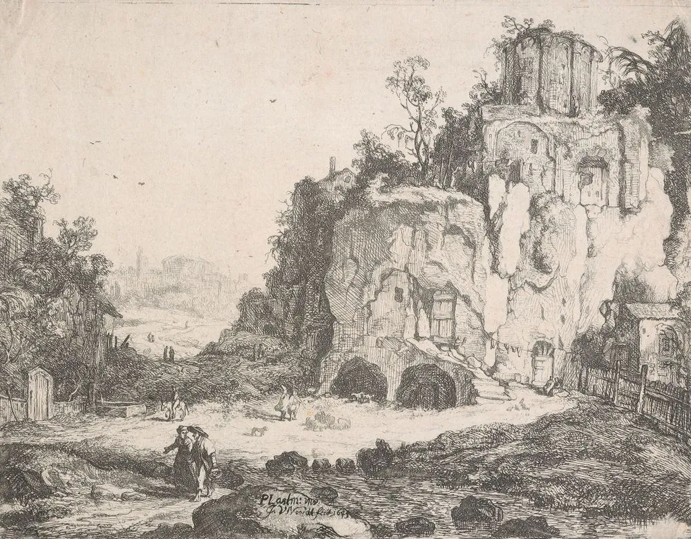 Landscape with the Temple of the Sibyl at Tivoli.