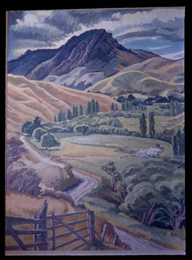 Painting in oils "Maunsell's Taipo, Eastern Wairarapa" by Nancy Adkin