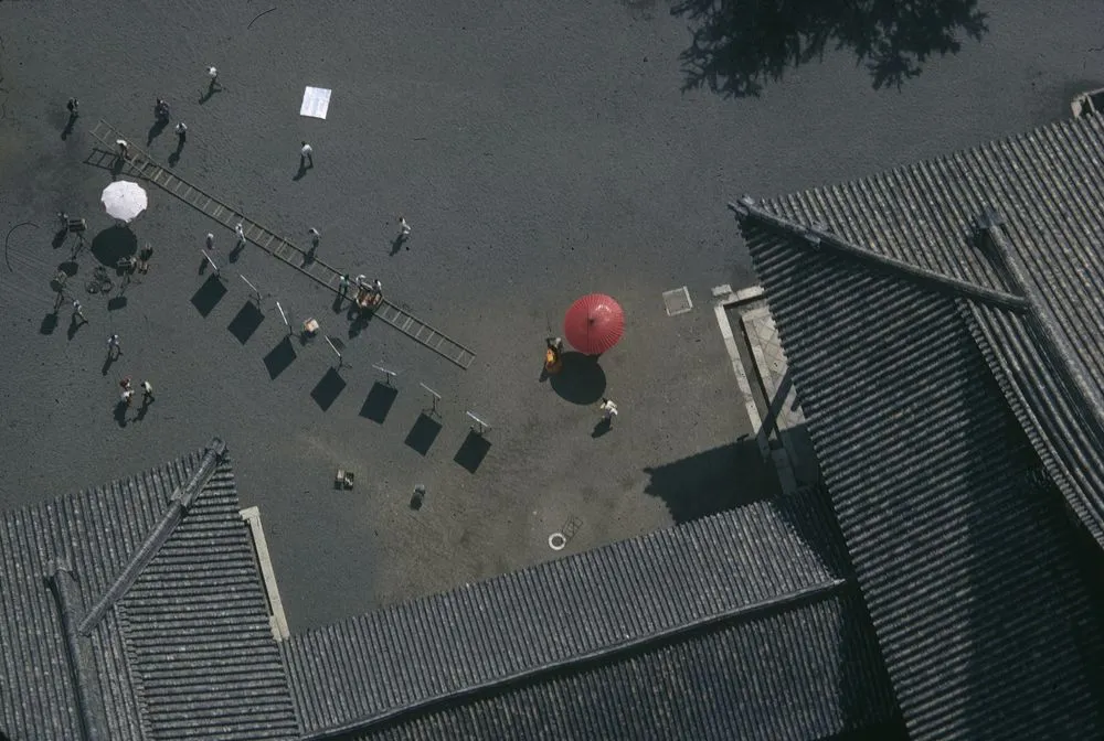 Film set at the Nishi Honganji temple complex, Kyoto, Japan. From a series on the Asian film industry for 'Life'