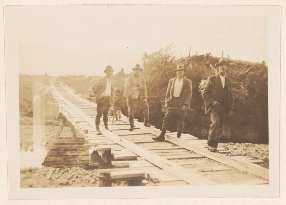 Mill-tramway bridge spanning Mangatainoka River at the Mangatainoka Valley Road. From the album: Across the Tararuas