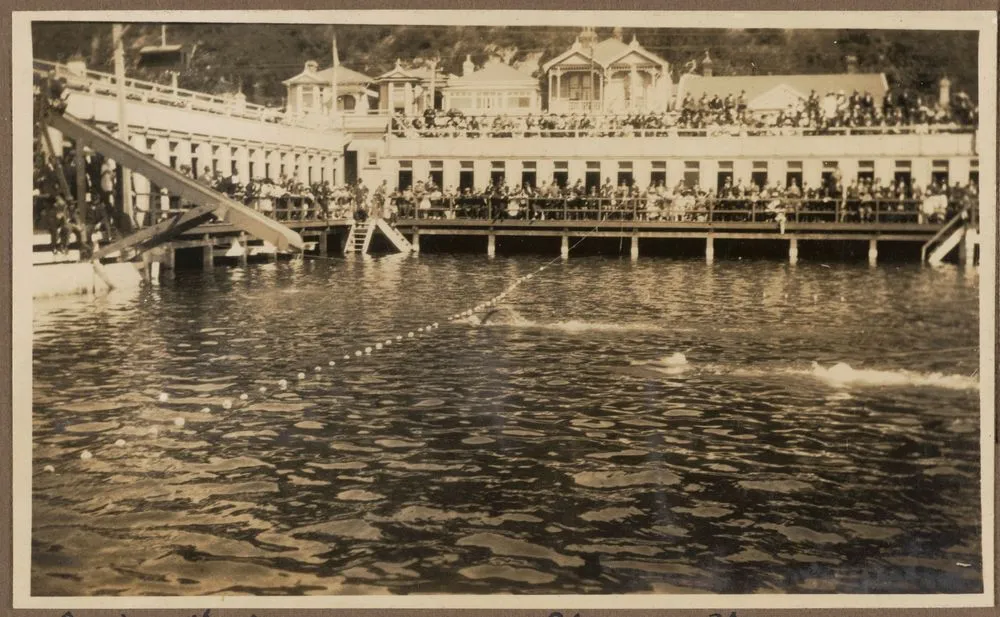 Ladies' 1/4 Mile, Gwitha Shand 1st. From the album: National Swimming Championships, Wellington