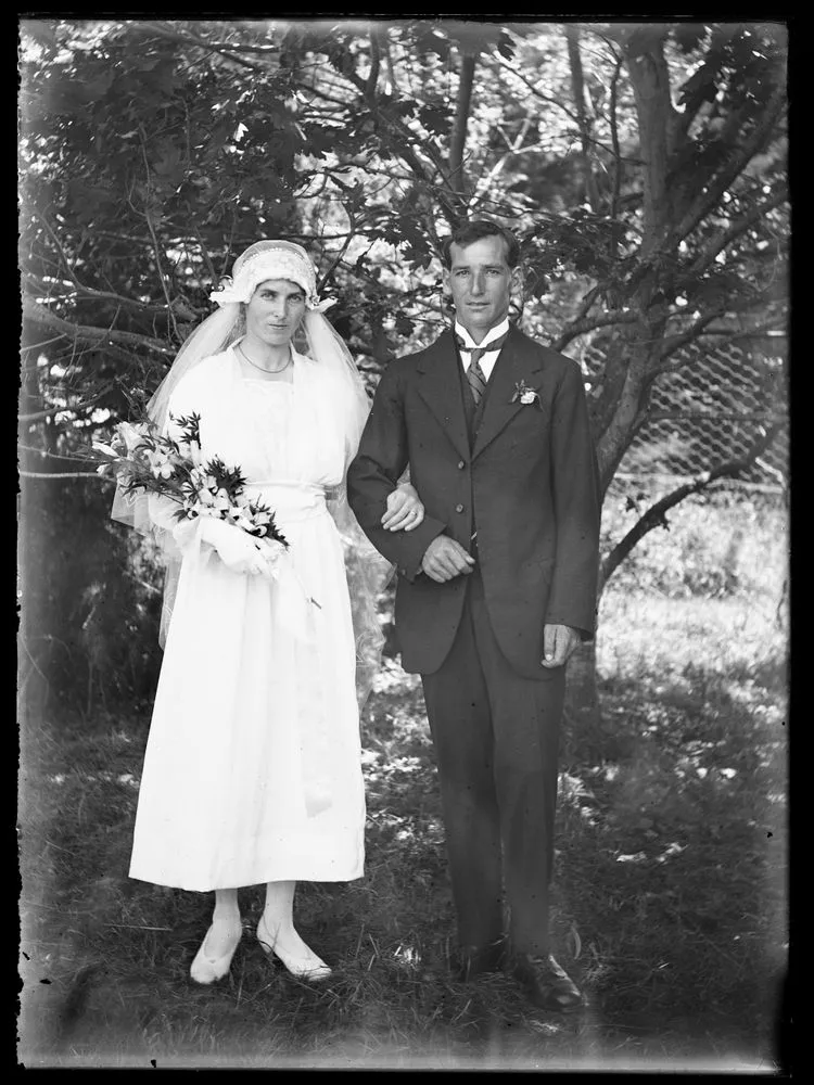 Bride and bridegroom [Marjorie Adkin and George Broomfield]