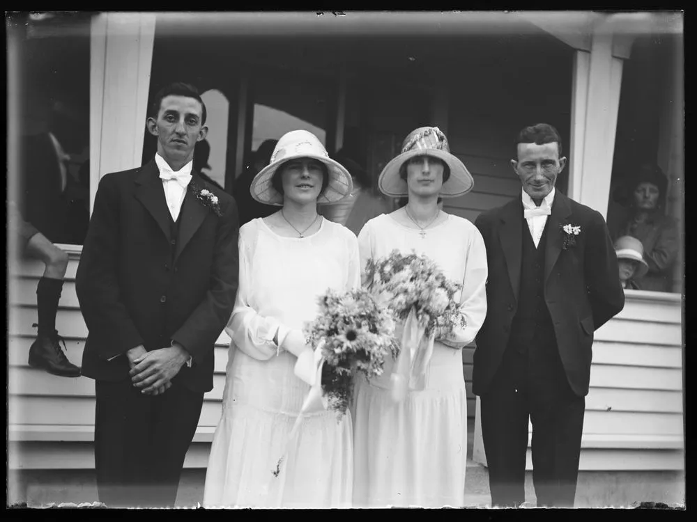 Bridesmaids and groomsmen, Clifford Adkin's wedding, Levin