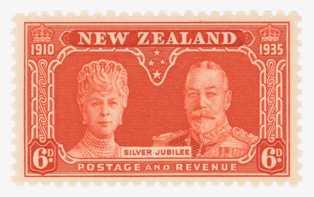 Issued six penny 'King George V and Queen Mary' Silver Jubilee stamp