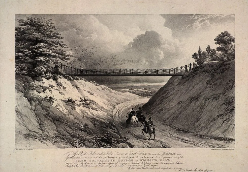 Iron suspension bridge on Reigate-Hill