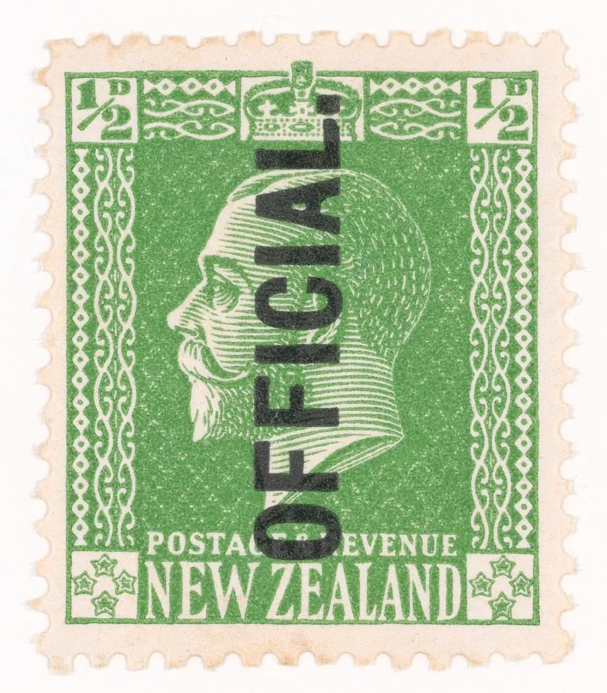 Issued Half penny 'King George V' Official stamp in green