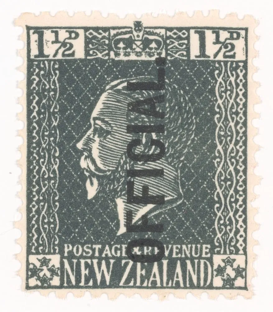 Issued one and a half penny 'King George V' Official stamp in grey-black