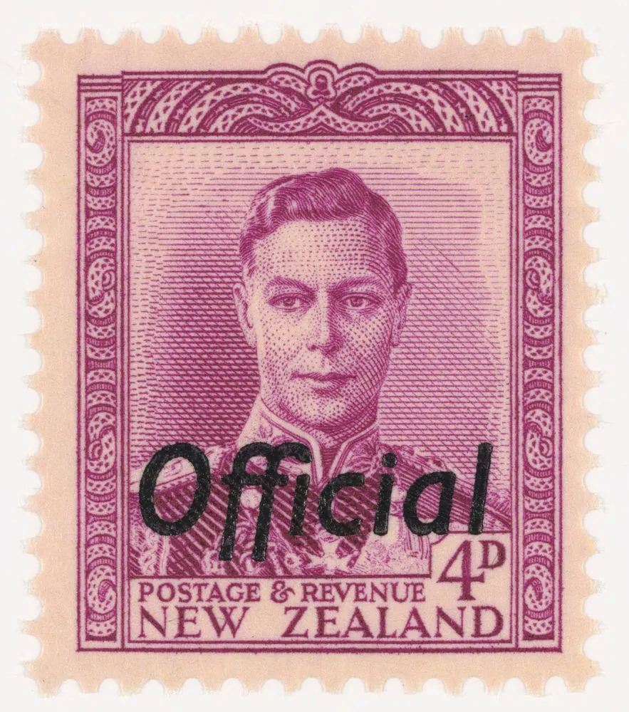 Issued four penny 'King George VI' Official stamp in bright purple